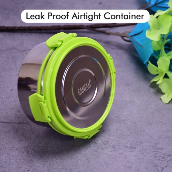 Ganesh Solo round 400 Stainless Steel Leak proof airtight Lunch Pack for Office - Image 3