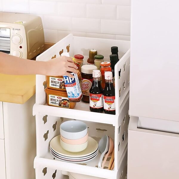 4 Layer Stackable Multifunctional Storage,for Clothes Foldable Drawer Shelf - Image 3