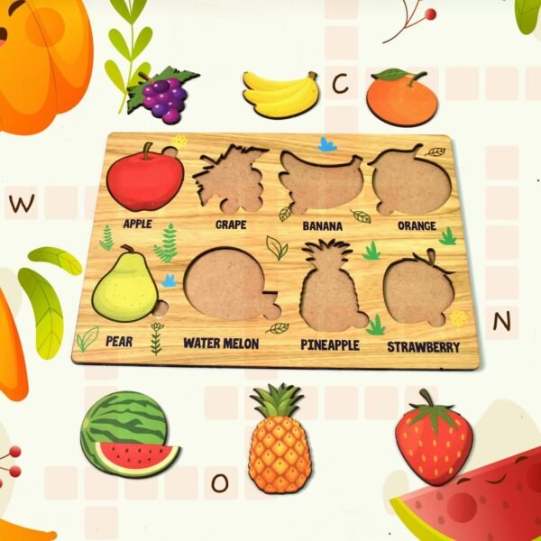 Wooden Fruits Puzzle Learning Educational Board (1 Set / 28 x 20 Cm)