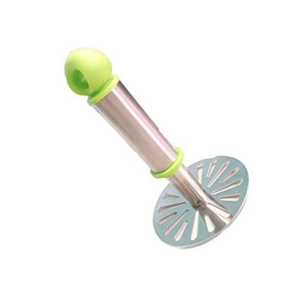 Ganesh Potato / Pav Bhaji Masher with Plastic Handle, Silver & Plastic - Oval - Image 4