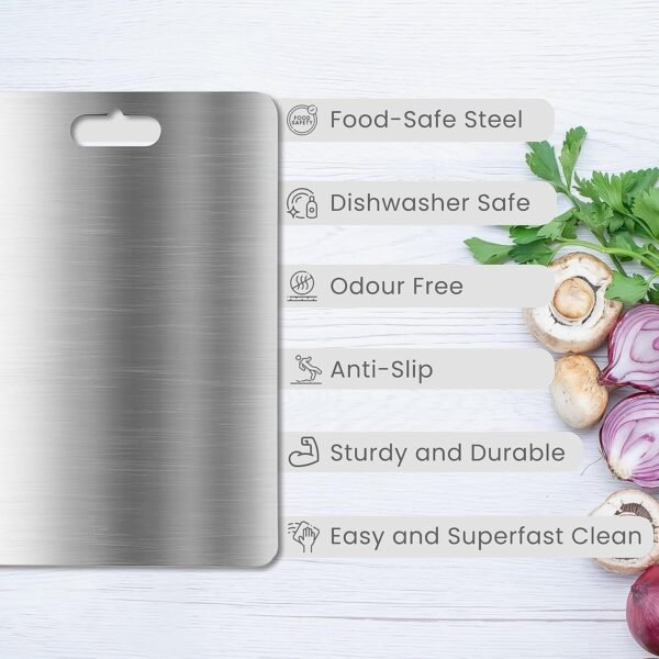 Stainless Steel Vegetable & Fruit Cutting Chopping Board (31 x 20 Cm / 1 Pc) - Image 3