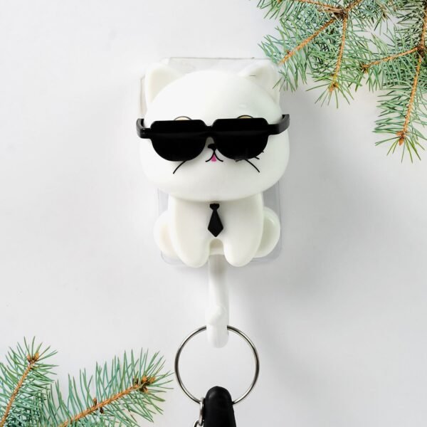 Cat Hook for Wall, Cute Cat Key Hook with Sunglasses (1 Pc) - Image 4