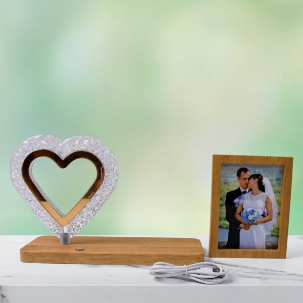 Heart Shape Cystal Led Lamp & Photo Frame Night Lamp | Wedding Gift | love - Image 5