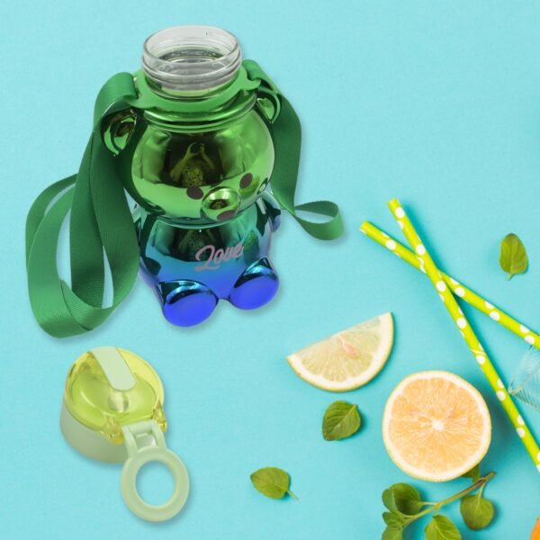 Cute Plastic Water Bottle, with adjustable shoulder strap and stickers, - Image 3