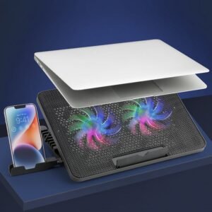 Laptop Cooler Cooling Pad with 2 Quiet Led Fans, Dual USB Ports, Portable Ultra