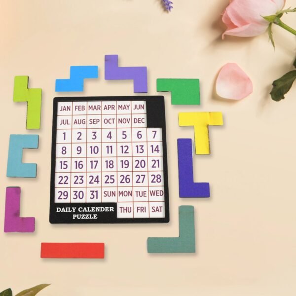 Wooden Daily Calendar Puzzle (Multicolor / 1 Set) - Image 3