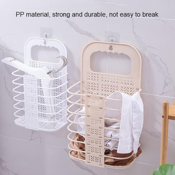 Wall Hanging Laundry Basket Clothes Hanger Dirty Hamper Clothes Storage Hook - Image 3
