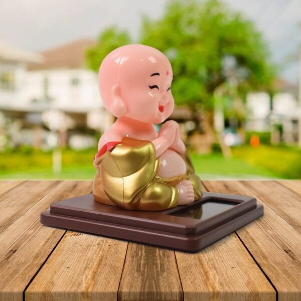 Solar Power Moving Head Buddha Statue Car Ornament (1 Pc / Mix Color) - Image 3