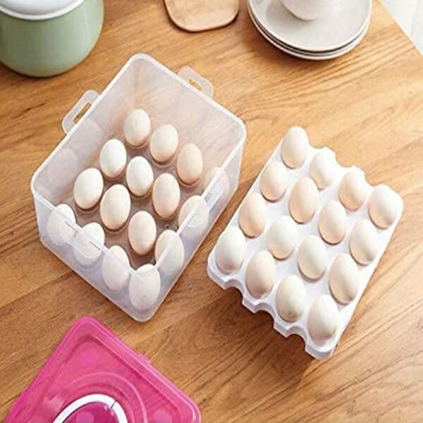 2Layer, 32 Grid Egg Tray with Lid Egg Carrier Holder for Refrigerator, Camping - Image 5