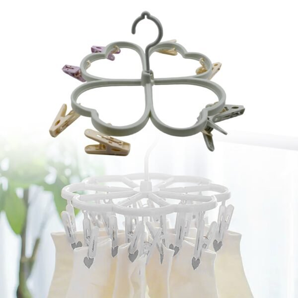 Heart Shape Clothe spin Rack Laundry Drying Rack, Clothes Hangers with 8 Clips, - Image 3
