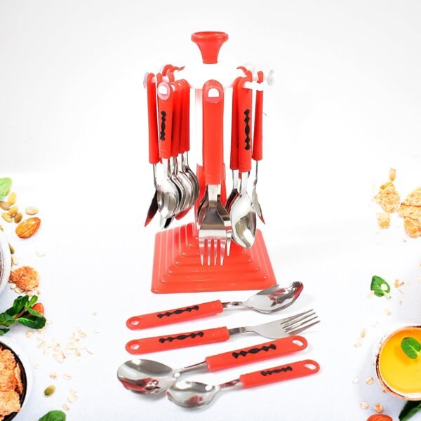 Classic Cutlery Set for Dining Table Stainless Steel 24-Piece Set With Stand (1 - Image 5