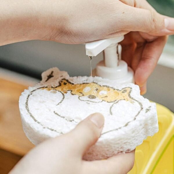 Cartoon Wood Pulp Sponge for Dishwashing  Absorbent Cleaning Pad - Image 3