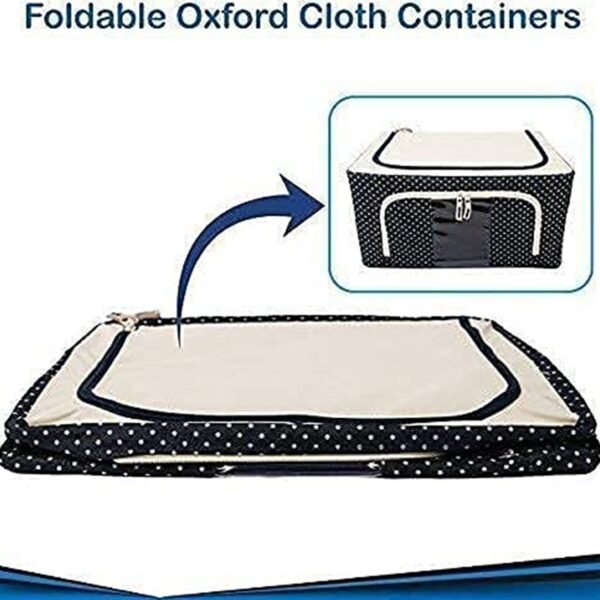 Foldable Steel Frame Clothes Living Storage Organizer Handled Bag - Image 3