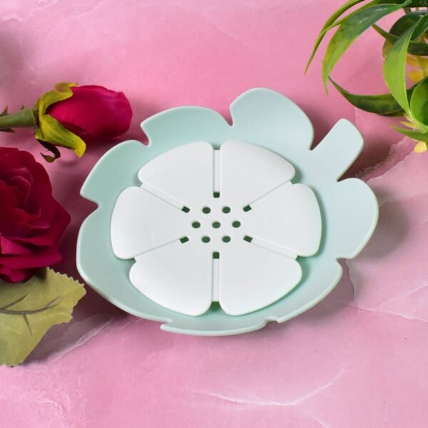 Plastic Flowers Soap Dish Bathroom Accessories Set Shower Gift (1 Pc) - Image 4