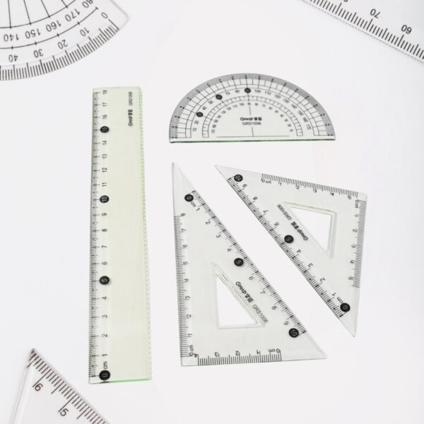 4-Piece Geometry Set, Triangle Ruler Protractor Straight Ruler - Image 4