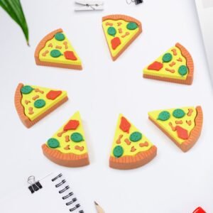 3D Pizza Slices Eraser Set ? Fancy & Colorful Stationery for Kids & Gifts (7
