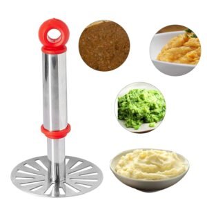 Ganesh Potato / Pav Bhaji Masher with Plastic Handle, Silver & Plastic - Oval