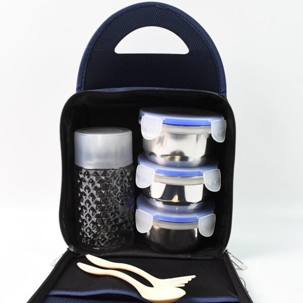 Compact Stainless Steel Airtight Lunch Box Set - 4 pcs (3 Leakproof Containers - Image 5