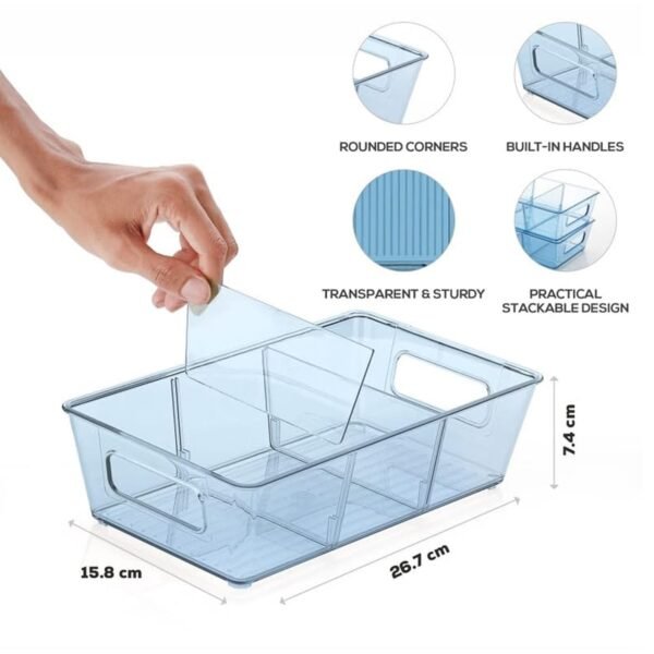 Plastic Refrigerator Organizer Bins, Set Of 2 Stackable Fridge Organizers with - Image 5