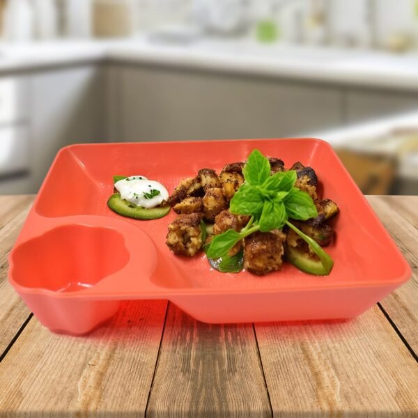 Plastic Plates with Dipping Saucer & Round Dip Part (1 Pc / 18 x 16 Cm / 1 Pc) - Image 3