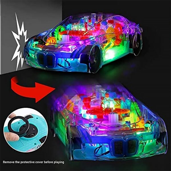 Automatic 360 Degree Rotating Transparent Gear Concept Car with Musical and 3D - Image 5