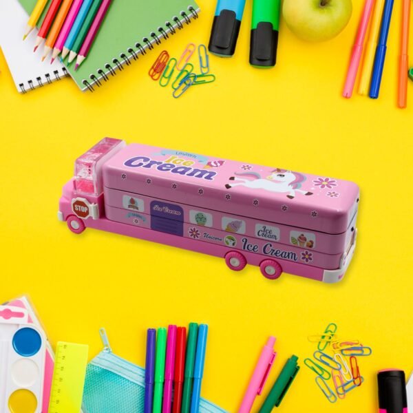 Double Decker Magic Truck Compass Multi Level Metal Truck Compass Pencil Case - Image 4
