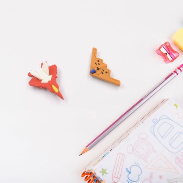 Fun Erasers for Kids: Gun & Plane Shapes (4-Pack, Gift Set) - Image 5