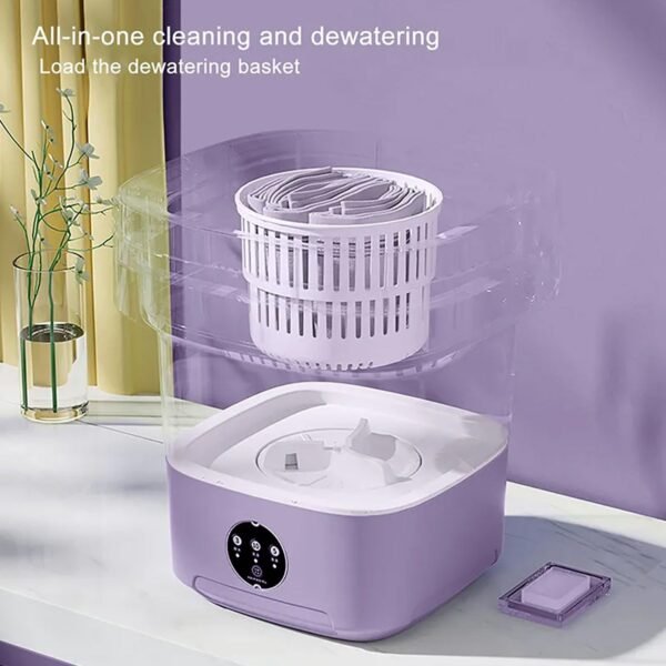 Mini Washing Machine Foldable Mini Washer with Drain Basket Portable Washing - Image 5