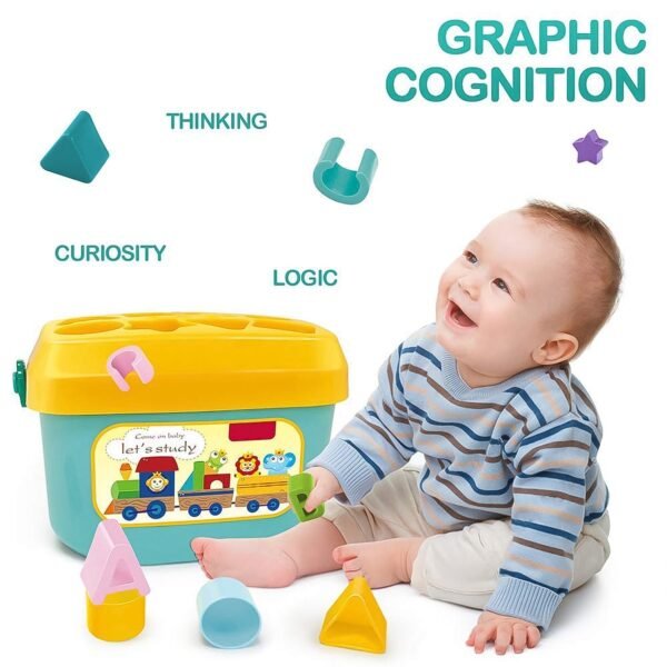 Baby First Block Set for Kids Non-Toxic Abcd Geometric Shape Sorting & Stacking - Image 3