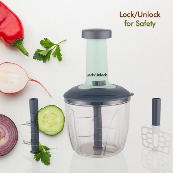 1100 ml 2 in 1 Push up Chopper with affixed with 6 Sharp Blade | Vegetable and - Image 3