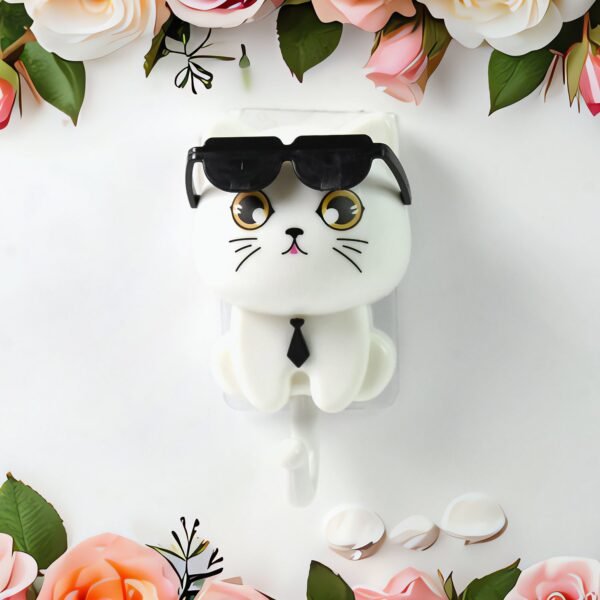 Cat Hook for Wall, Cute Cat Key Hook with Sunglasses (1 Pc) - Image 5