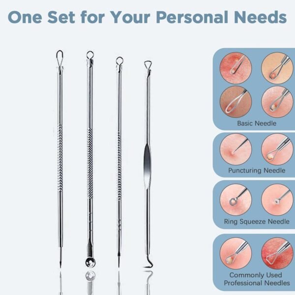 Blackhead Remover, 4-in-1 Stainless Steel Pimple Extractor Tool (1 Pc) - Image 3