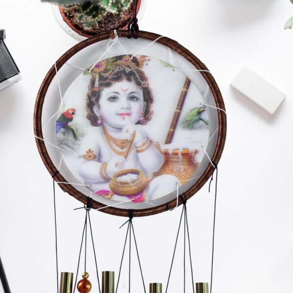 Krishna Medallion Dream Catcher Wind Chime Pendant Wall Hanging - Spiritual - Image 3