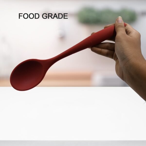 HEAT RESISTANT SILICONE BASTING SPOON NON-STICK SPOON HYGIENIC SOLID COATING - Image 3