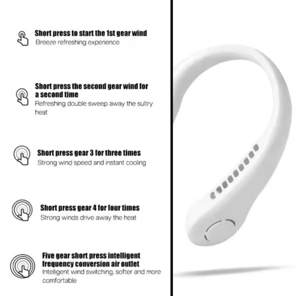 Portable USB Rechargeable Neck Fan ? Wearable, 3 Speeds, Headphone Design - Image 4