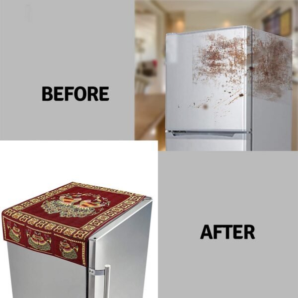 Cotton Fridge Top Cover Set - Standard, Appliance Covers Fridge Dustproof Cover - Image 4