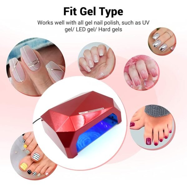 36W LED Nail Dryer, Curing Nail Polish UV Gel Diamond Shaped Nail Dryers (1 Pc) - Image 3