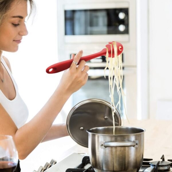 Pasta Fork Silicone Cookware Spaghetti Strainer Server Spoon no Hurt The Pot - Image 3