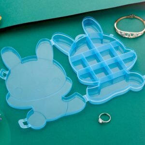 Transparent Cartoon Bear Clear Plastic Storage Box Jewelry Organizer Holder