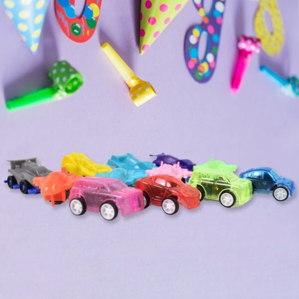 Mini Pull Back Car & Aeroplane Plastic Pull Back Car Cartoon Toys (12 Pcs Set) - Image 4