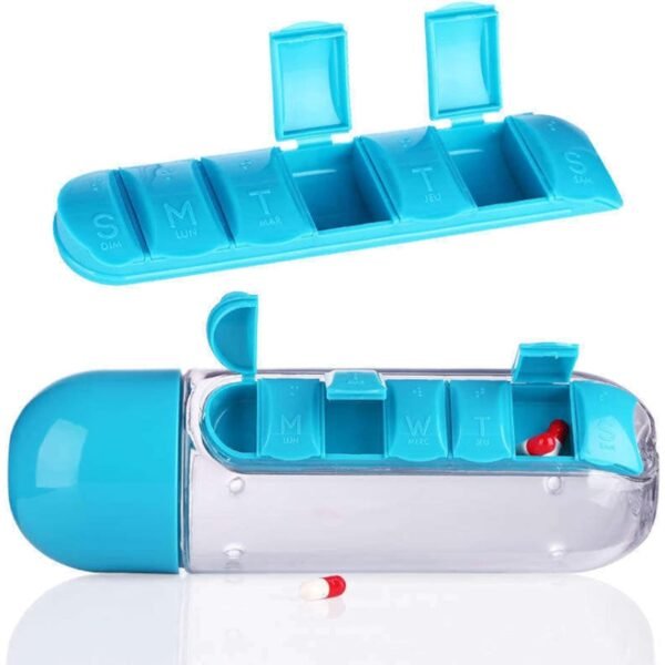 Multi-Use Pill & Water Bottle for Travel (600 Ml, Mix Color) - Image 3