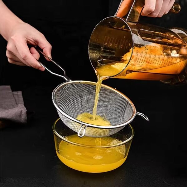 Big Mesh Strainer With Handle Stainless Steel Oil Straine, Mesh Sieve - Image 3