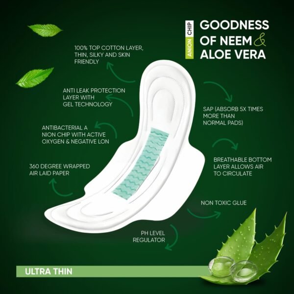 Sanitary Pantyliner with Neem & Aloe Vera, Ultra Thin, PH Balanced, - Image 3