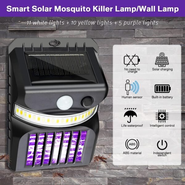 Bug Zapper Outdoor 2 in 1 Solar Mosquito Zapper Lamps (1 Pc) - Image 3