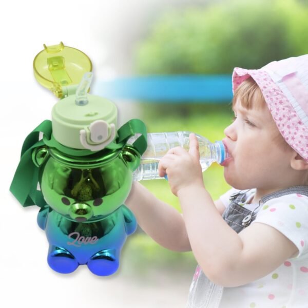 Cute Plastic Water Bottle, with adjustable shoulder strap and stickers, - Image 5