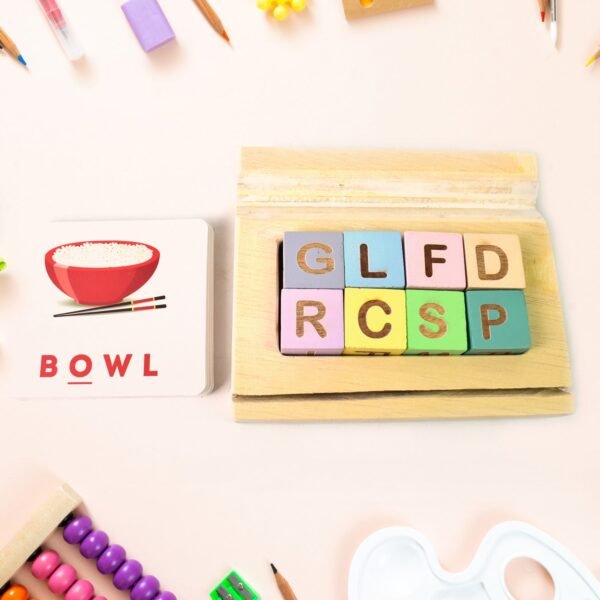 Alphabet Puzzle Spelling & Reading Words (26 Flash Cards & 8 WoodenBlock) - Image 5