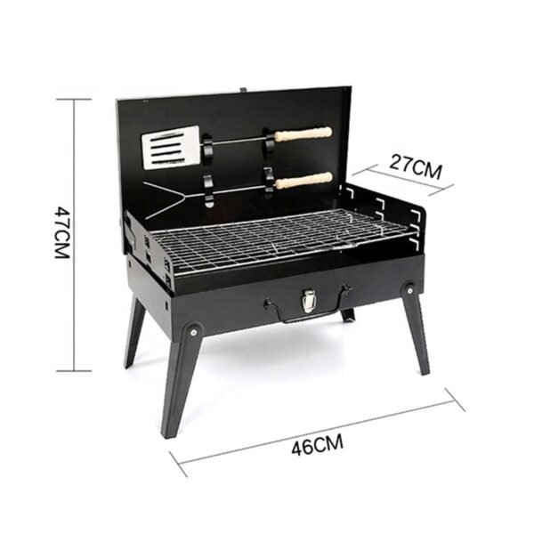 Stainless Steel Briefcase Style Barbecue Grill Toaster (Medium, Black) - Image 5