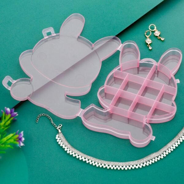 Transparent Cartoon Bear Clear Plastic Storage Box Jewelry Organizer Holder - Image 3