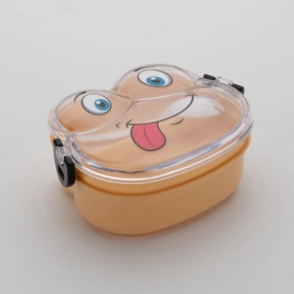 Double Layer Froggy Shape Lunch Box with Spoon (1 Pc / Mix Color) - Image 4