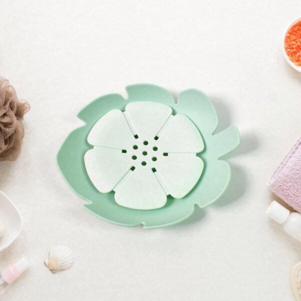 Plastic Flowers Soap Dish Bathroom Accessories Set Shower Gift (1 Pc) - Image 5